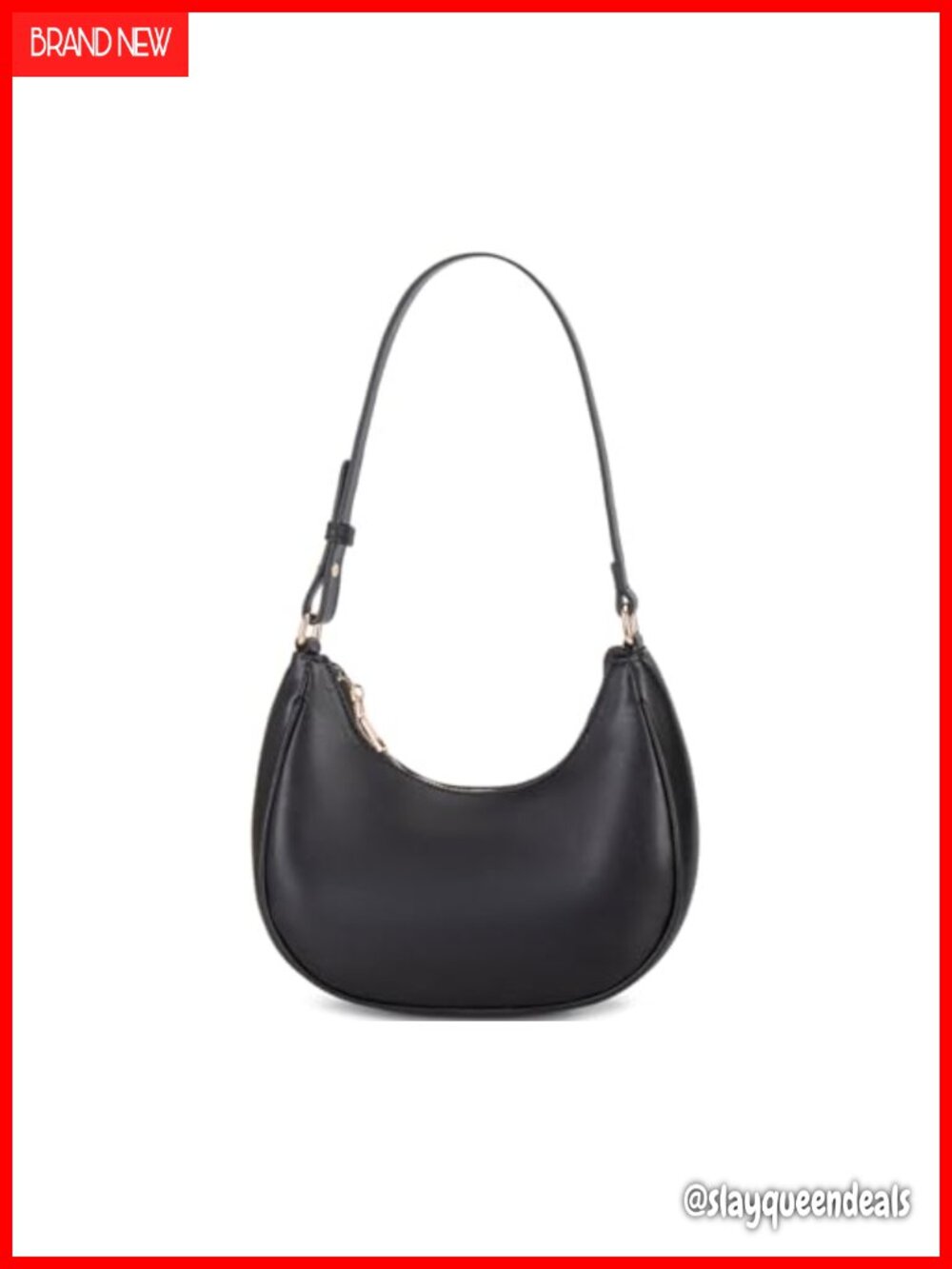 PU Leather Crescent Hobo Shoulder Bag Mini Clutch Purse Zip Closure